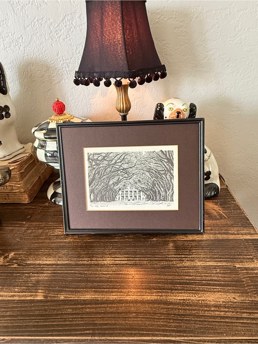 Vintage Oak Alley Plantation Giclée Print – Signed, Matted, Framed 8×10 - Picture 4 of 17